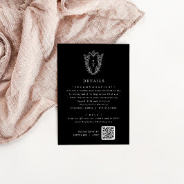 DAPHNE Simple Dark Black Botanical Wedding Details Begleitkarte