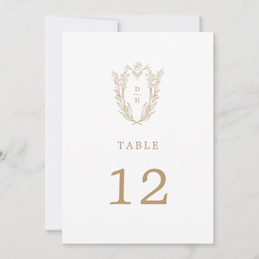 DAPHNE Simple Gold White Wedding Tischnummern (Vorderseite)