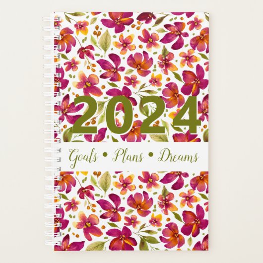Daphne Watercolor Floral 2024 Anpassbar Planer (Vorderseite)