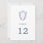 DAPHNE White Blue Botanical Wedding Tischnummern (Vorderseite)