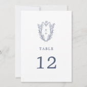 DAPHNE White Blue Botanical Wedding Tischnummern (Rückseite)