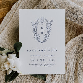 DAPHNE White Blue Moderne Botanische Hochzeit Save The Date
