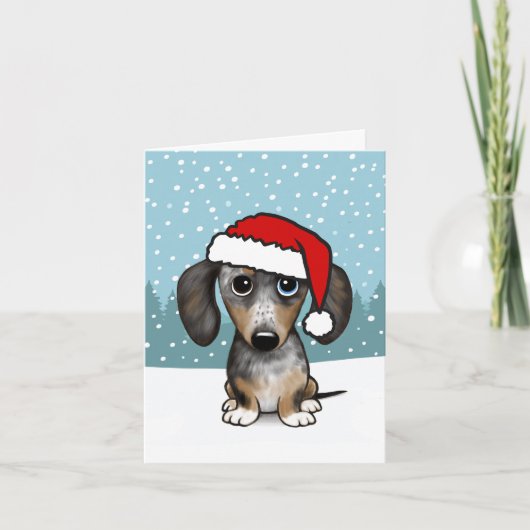 Daple Dackel Santa Dackel Hund Weihnachten (Vorderseite)