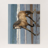 Daple Grauer andalusische Hengst am Strand Puzzle (Vertikal)