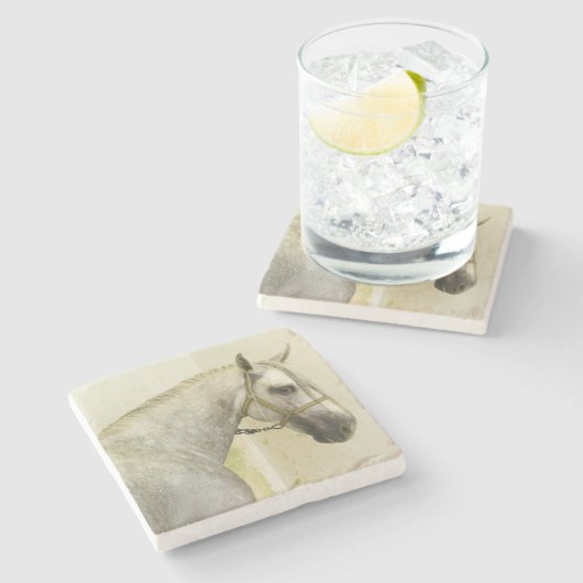 Daple Gray Andalusisches Pferd Steinuntersetzer (Seitenansicht)