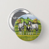 Daple Gray Pinto Paint Horses In Summer Pasta Button (Vorne & Hinten)