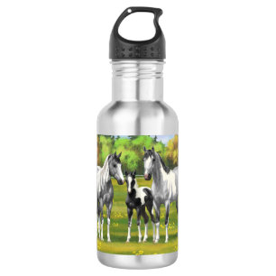 Daple Gray Pinto Paint Horses In Summer Pasta Edelstahlflasche