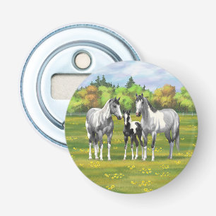 Daple Gray Pinto Paint Horses In Summer Pasta Flaschenöffner