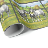 Daple Gray Pinto Paint Horses In Summer Pasta Geschenkpapier (Rolleneckpunkt)