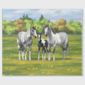 Daple Gray Pinto Paint Horses In Summer Pasta Geschenkpapier (Flach)