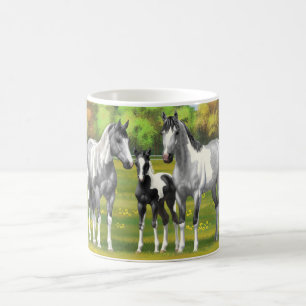 Daple Gray Pinto Paint Horses In Summer Pasta Kaffeetasse