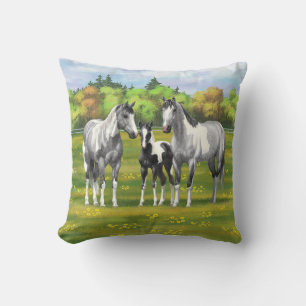 Daple Gray Pinto Paint Horses In Summer Pasta Kissen