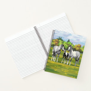 Daple Gray Pinto Paint Horses In Summer Pasta Notizblock