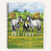 Daple Gray Pinto Paint Horses In Summer Pasta Notizblock (Vorderseite)