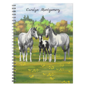 Daple Gray Pinto Paint Horses In Summer Pasta Notizblock