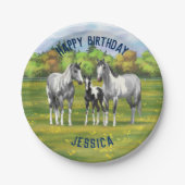 Daple Gray Pinto Paint Horses In Summer Pasta Pappteller (Vorderseite)