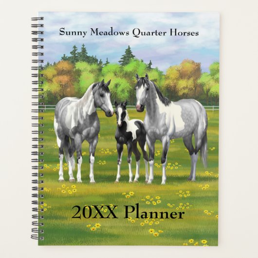 Daple Gray Pinto Paint Horses In Summer Pasta Planer (Vorderseite)
