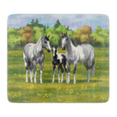 Daple Gray Pinto Paint Horses In Summer Pasta Schneidebrett (Vorderseite)