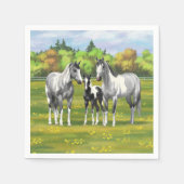 Daple Gray Pinto Paint Horses In Summer Pasta Serviette (Vorderseite)