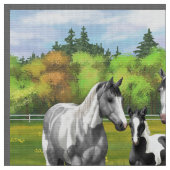 Daple Gray Pinto Paint Horses In Summer Pasta Stoff (Nahaufnahme)
