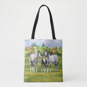 Daple Gray Pinto Paint Horses In Summer Pasta Tasche