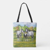Daple Gray Pinto Paint Horses In Summer Pasta Tasche (Rückseite)