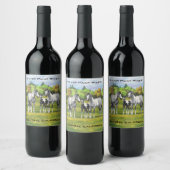 Daple Gray Pinto Paint Horses In Summer Pasta Weinetikett (Flaschen)