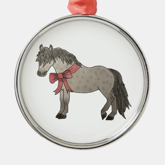 Daple Gray Pony Weihnachtsdekoration Ornament Aus Metall (Vorne)