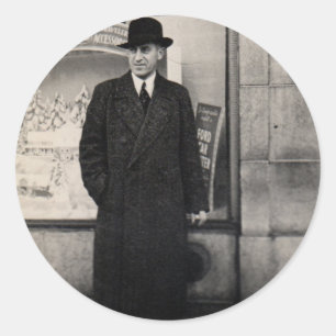 Dapper 1930er Mann Foto Runder Aufkleber