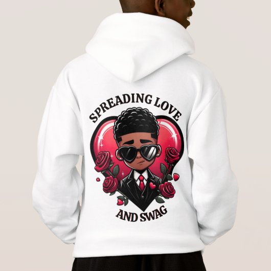 Dapper African American Boy mit Rose Valentine Hoodie (Rückseite)
