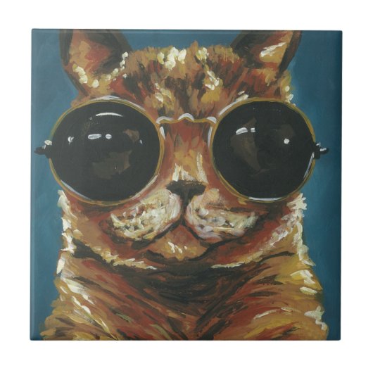 Dapper Animal | Kitty in Sonnenbrille Fliese (Vorderseite)