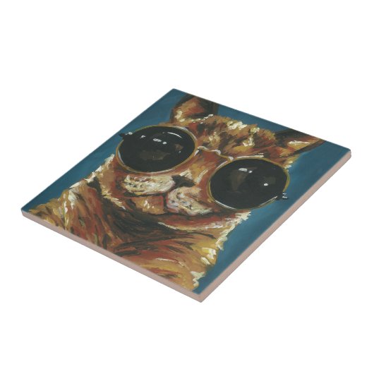 Dapper Animal | Kitty in Sonnenbrille Fliese (Seite)