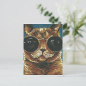 Dapper Animal | Kitty in Sonnenbrille Postkarte (Stehend Vorderseite)