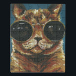 Dapper Animal | Kitty in Sonnenbrille Puzzle<br><div class="desc">Dieser Druck zeichnet sich durch ein braunes Kätzchen in runder Sonnenbrille aus | Von Jennifer Rutledge</div>