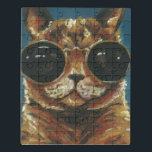 Dapper Animal | Kitty in Sonnenbrille Puzzle<br><div class="desc">Dieser Druck zeichnet sich durch ein braunes Kätzchen in runder Sonnenbrille aus | Von Jennifer Rutledge</div>