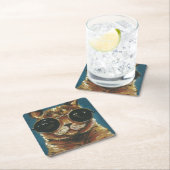 Dapper Animal | Kitty in Sonnenbrille Rechteckiger Pappuntersetzer (Vor Ort)