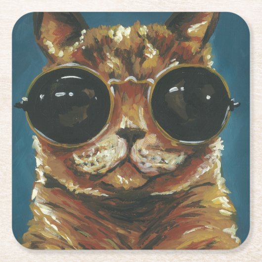 Dapper Animal | Kitty in Sonnenbrille Rechteckiger Pappuntersetzer (Vorderseite)