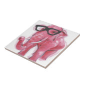 Dapper Animal | Rosa Elefant in Brille Fliese (Seite)