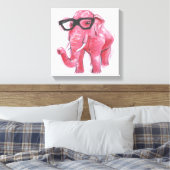 Dapper Animal | Rosa Elefant in Brille Leinwanddruck (Insitu (Schlafzimmer))
