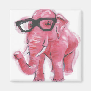 Dapper Animal Rosa Elefant in Brille Magnet