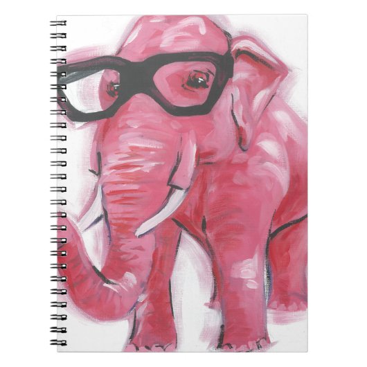 Dapper Animal | Rosa Elefant in Brille Notizblock (Vorderseite)