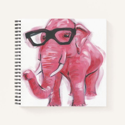 Dapper Animal | Rosa Elefant in Brille Notizblock (Vorderseite)