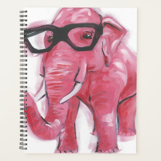 Dapper Animal | Rosa Elefant in Brille Planer (Vorderseite)