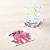 Dapper Animal | Rosa Elefant in Brille Rechteckiger Pappuntersetzer (Vor Ort)