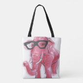 Dapper Animal | Rosa Elefant in Brille Tasche (Rückseite)