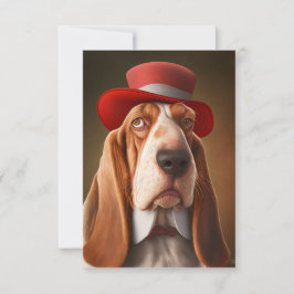 Dapper Basset Hound mit Red Hat Dankeskarte
