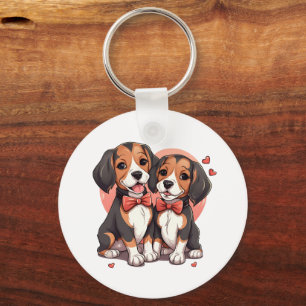 Dapper Beagle Hunde Kunst Schlüsselanhänger