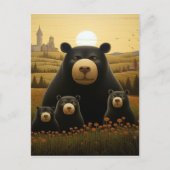 Dapper Bear Family in einem Blumenreich Postkarte (Vorderseite)