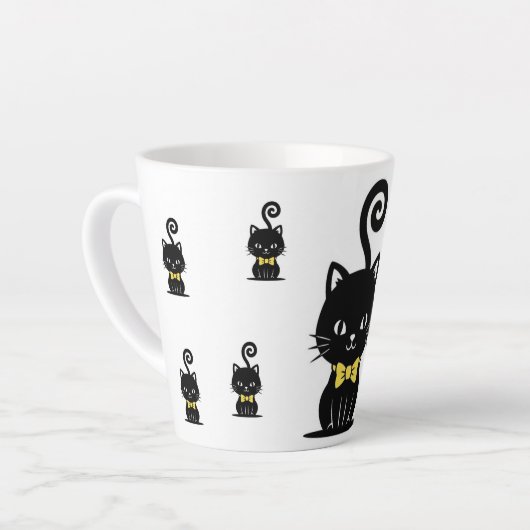 Dapper Black Cat Mug, Kitty with Bow Tie Milchtasse (Linke Ecke)