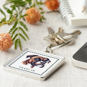 Dapper Boxer Pup Personalisiert Schlüsselanhänger (Seite)